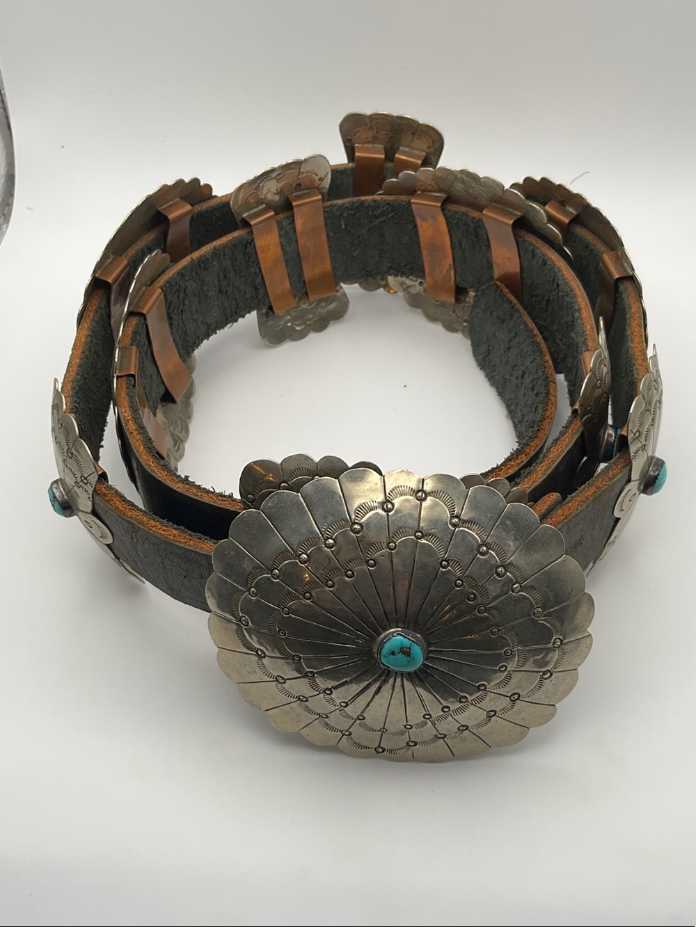 Gorgeous Vintage Navajo Sterling Silver and Turquoise Concho Belt
